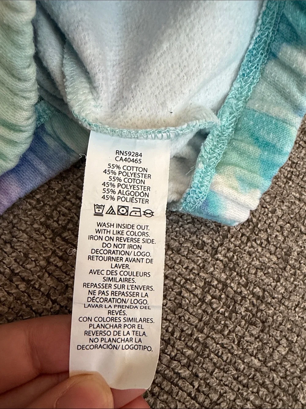 The Children's Place Tie-Dye Star Sweatshirt & Pants Set - Aqua, Purple, Cream - Picture 6 of 11